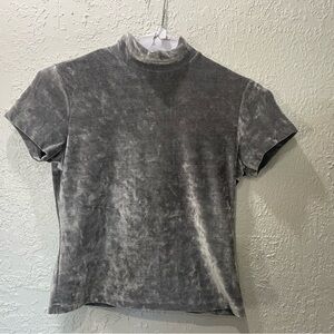 Velvet high neck crop short sleeve